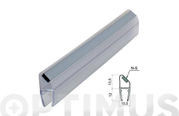 45875710  Perfil Mampara Ba&ntilde;o Recambio Magnetico 45&deg; N-S 6-8mm 2mts