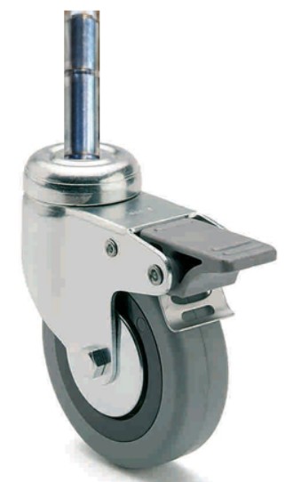 45970450  -Rueda ARSA 100 mm  goma espiga 11x36mm con freno