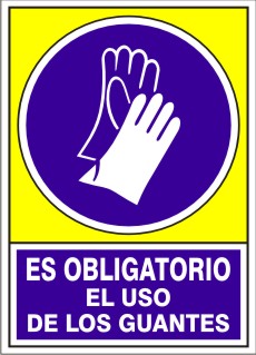 50678200  Letrero  604 Adhesivo 148x105 Obl. Uso Guantes