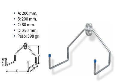 50733630  ALDEGHI Gancho Pared Doble  L  20 cm