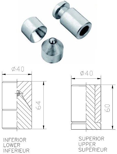 50790220  Bisagra Rodamiento C/Bola 40 mm. (Jgo.)