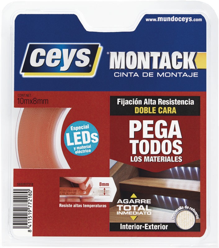 50899910  Adhesivo CEYS Montack Exprés Cinta  8 mm x 10 mts