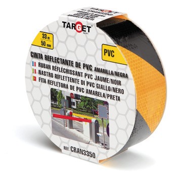 50943190  Cinta Señalización Target 50 mm x 33 mts Reflec Amarilla+Negra